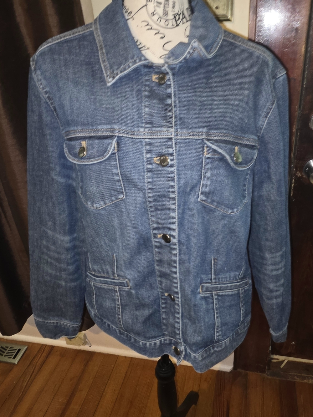 J.Jill Classic Blue Denim Jacket - Women's Casual Button-Up Large